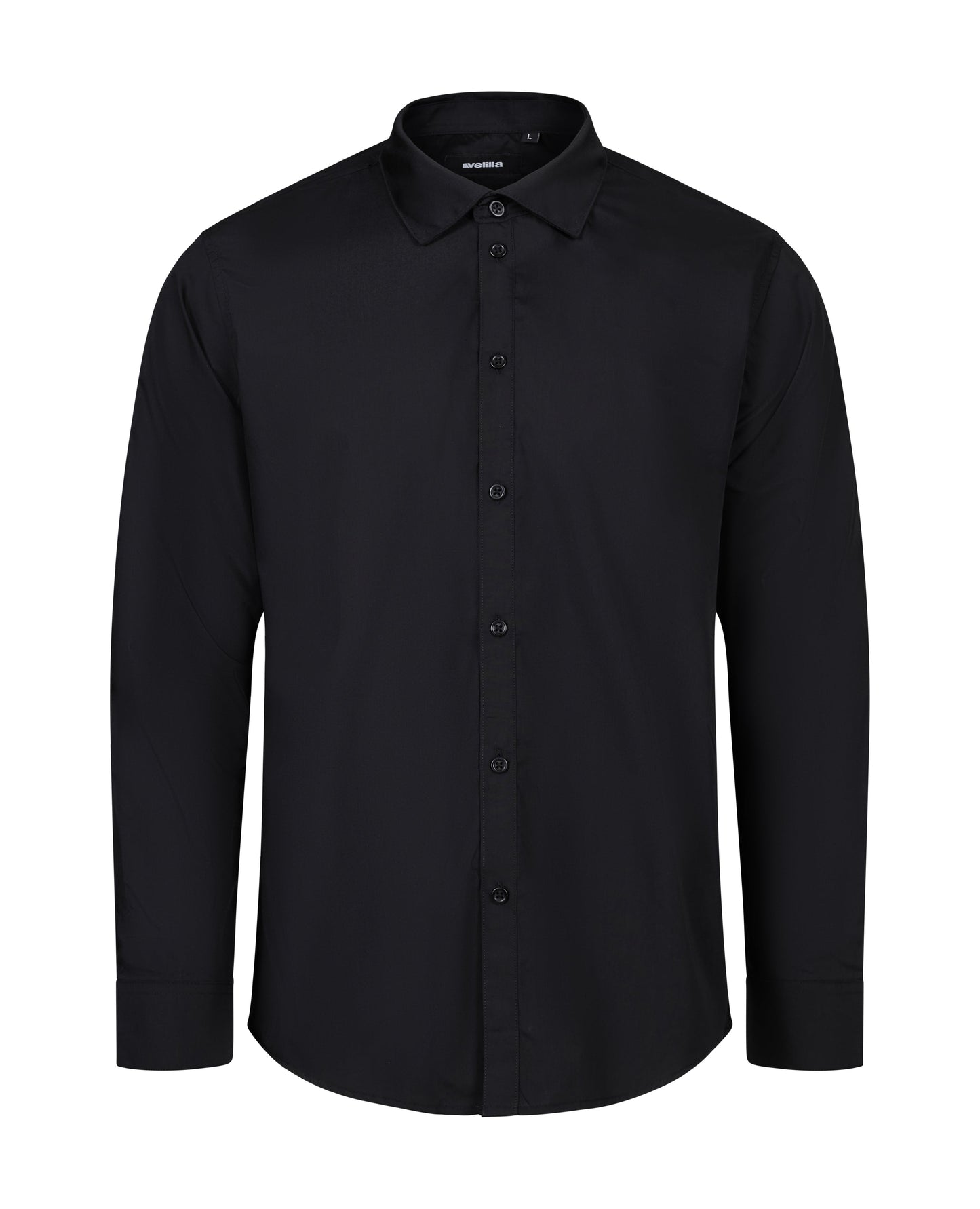 Camasa poplin 115g maneca lunga barbat negru V405009
