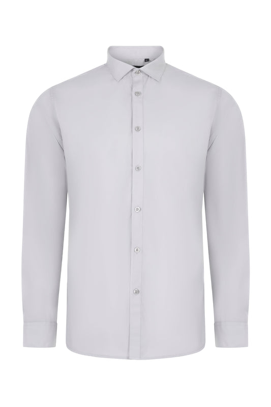 Camasa barbati maneca lunga poplin gri gheata V405009