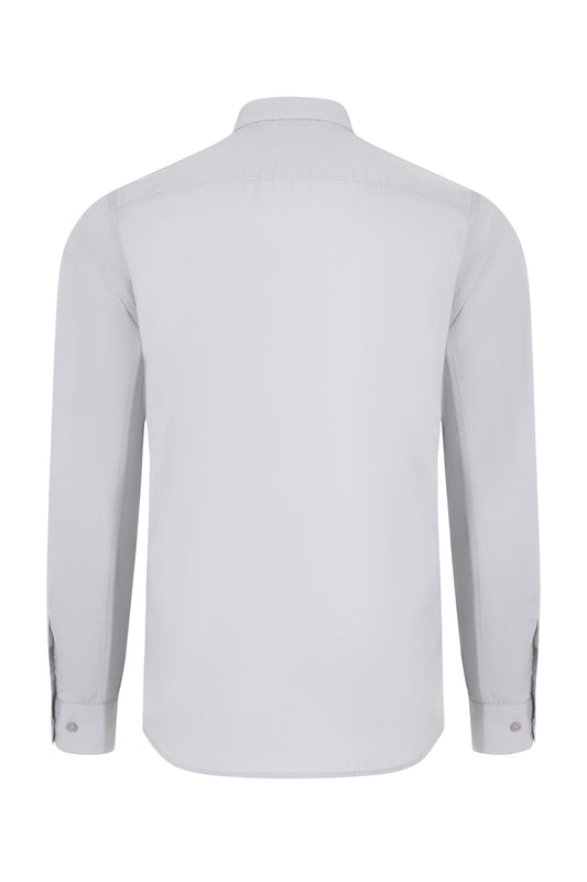 Camasa barbati maneca lunga poplin gri gheata V405009