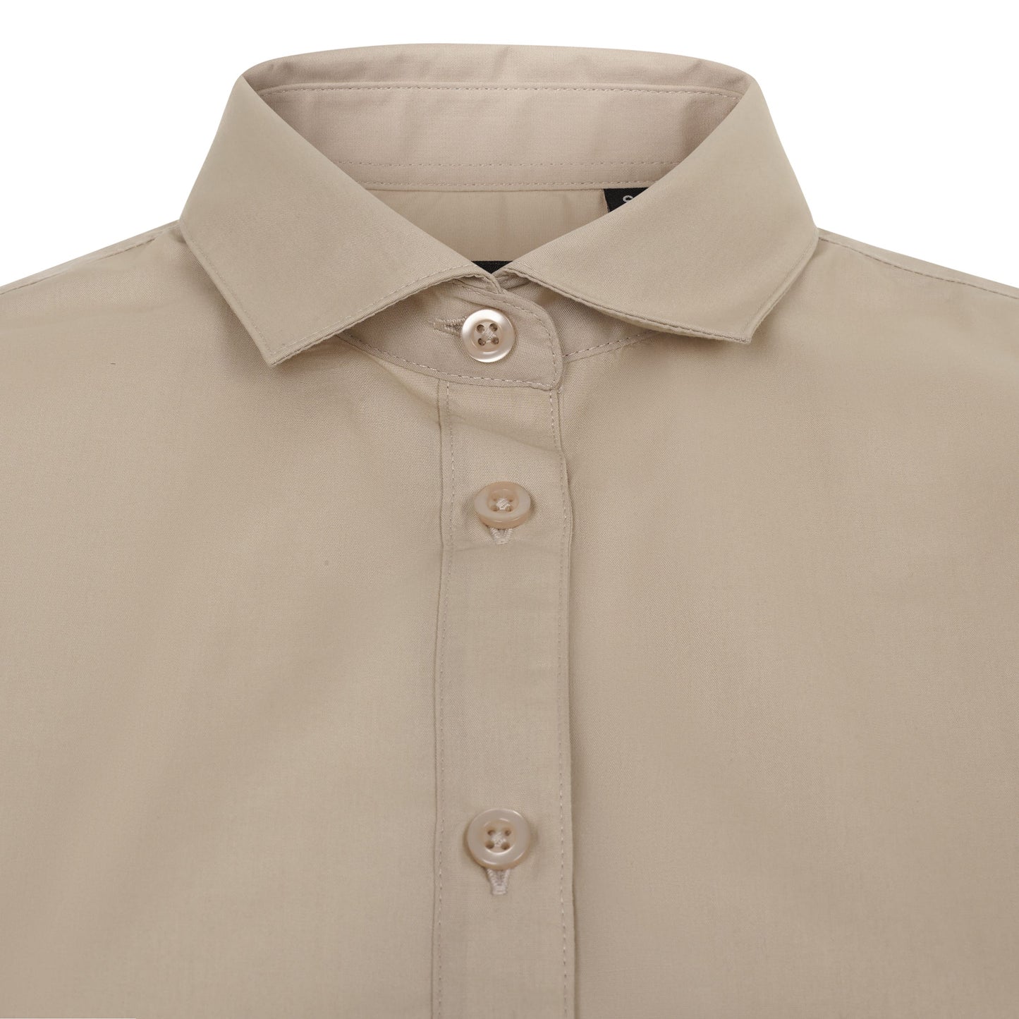 Camasa dama maneca scurta poplin bej deschis V405010