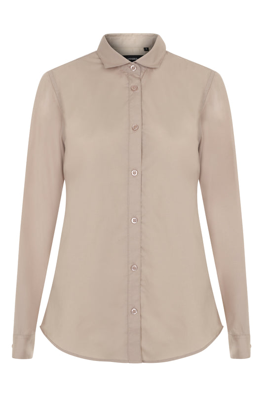 Camasa dama maneca lunga poplin bej deschis V405011