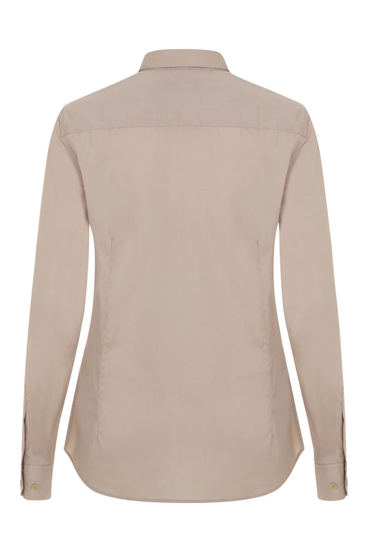 Camasa dama maneca lunga poplin bej deschis V405011