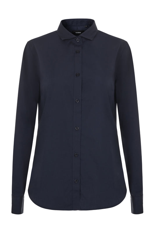 Camasa dama maneca lunga poplin albastru marin V405011