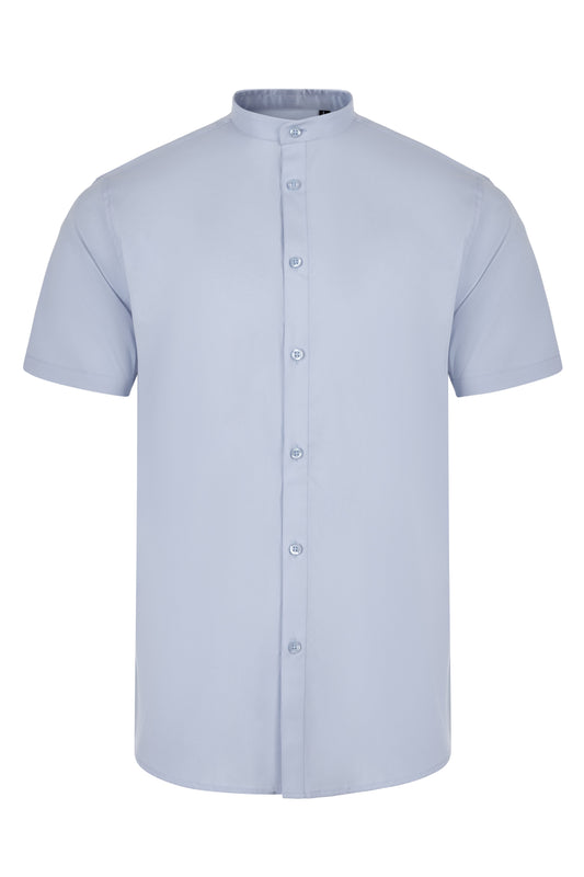 Camasa barbat maneca scurta poplin stretch guler tunica albastru celest V405012S