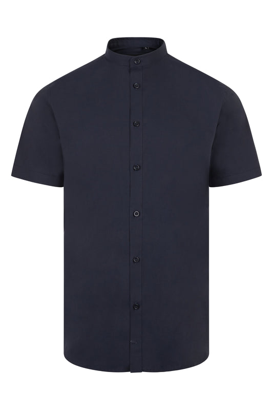 Camasa barbat maneca scurta poplin stretch guler tunica albastru marin V405012S