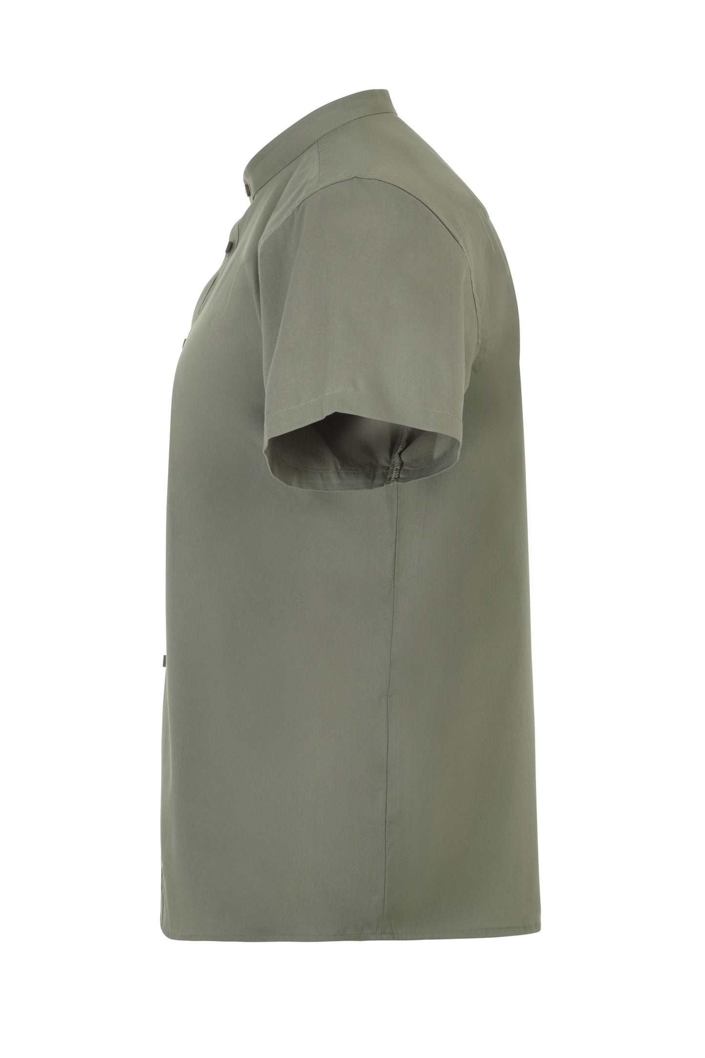 Camasa barbat maneca scurta poplin stretch guler tunica verde masliniu deschis V405012S
