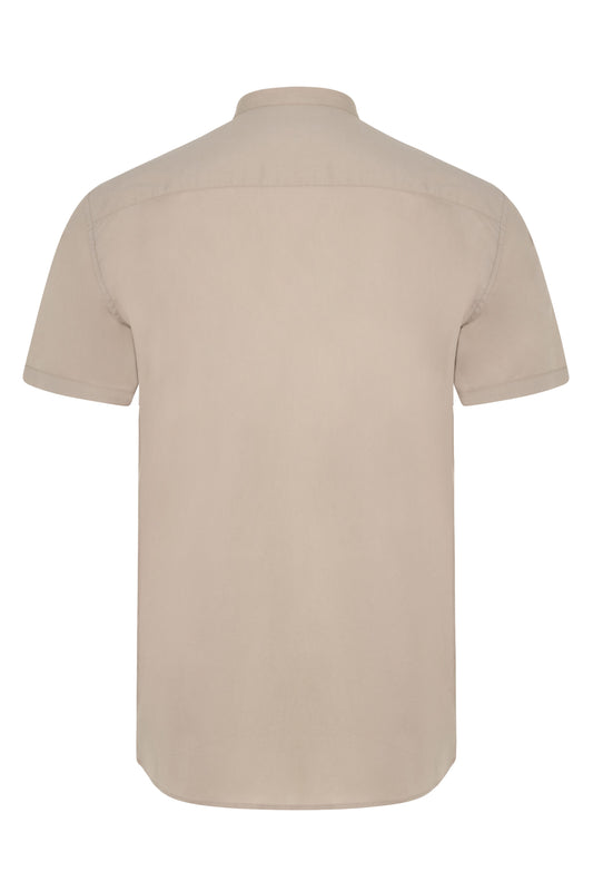 Camasa barbat maneca scurta poplin stretch guler tunica bej deschis V405012S