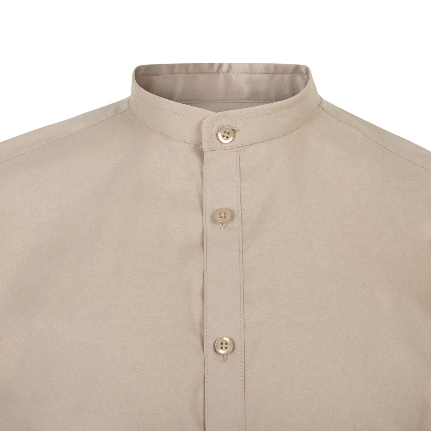 Camasa barbat maneca scurta poplin stretch guler tunica bej deschis V405012S