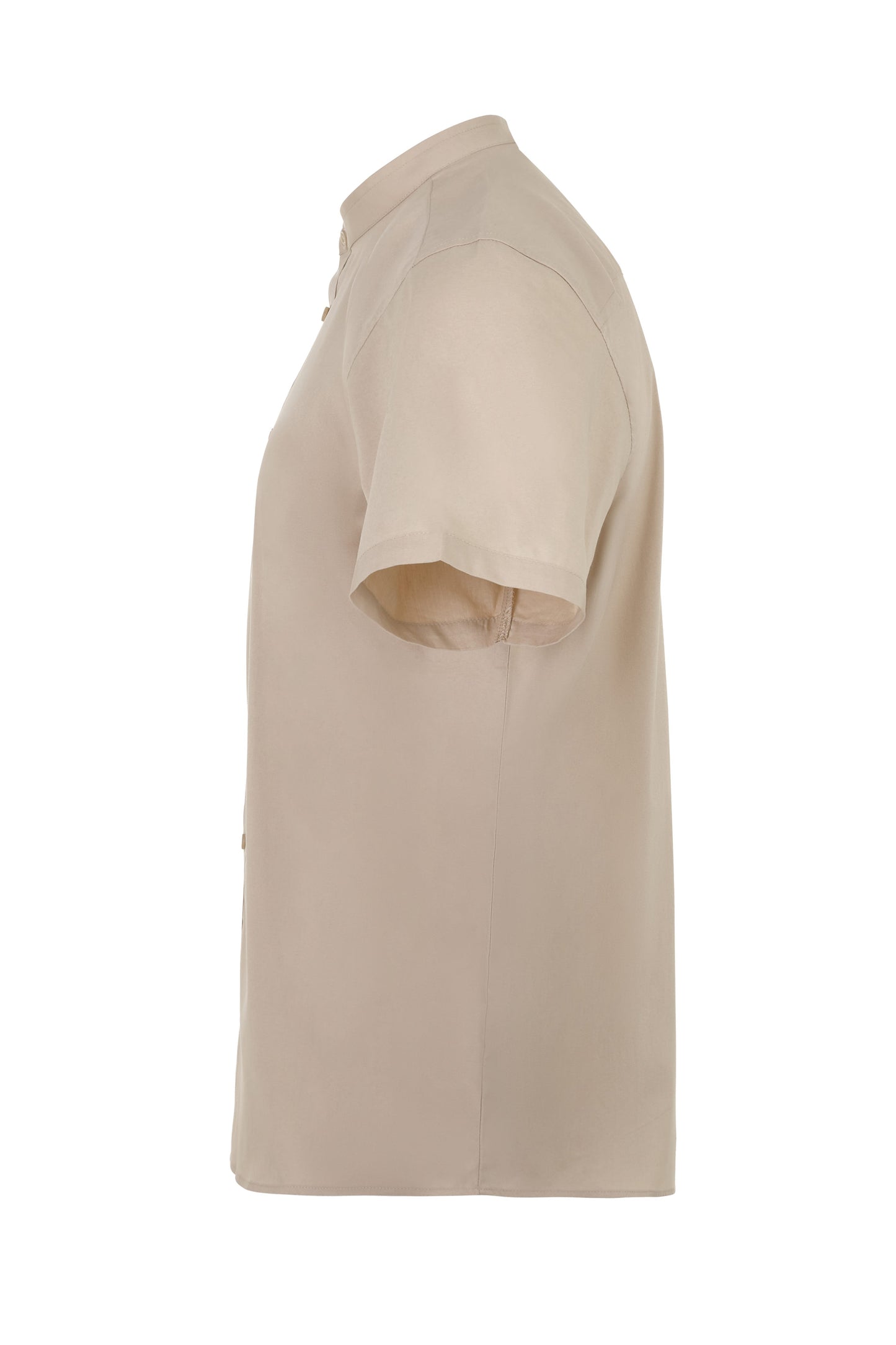 Camasa barbat maneca scurta poplin stretch guler tunica bej deschis V405012S