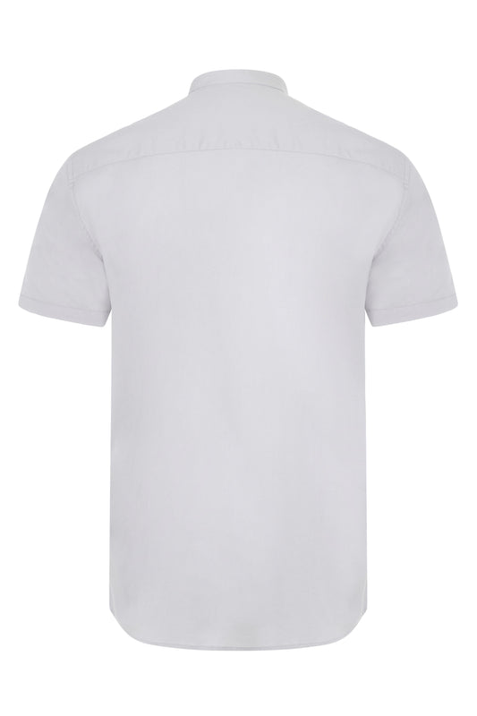 Camasa barbat maneca scurta poplin stretch guler tunica gri gheata V405012S