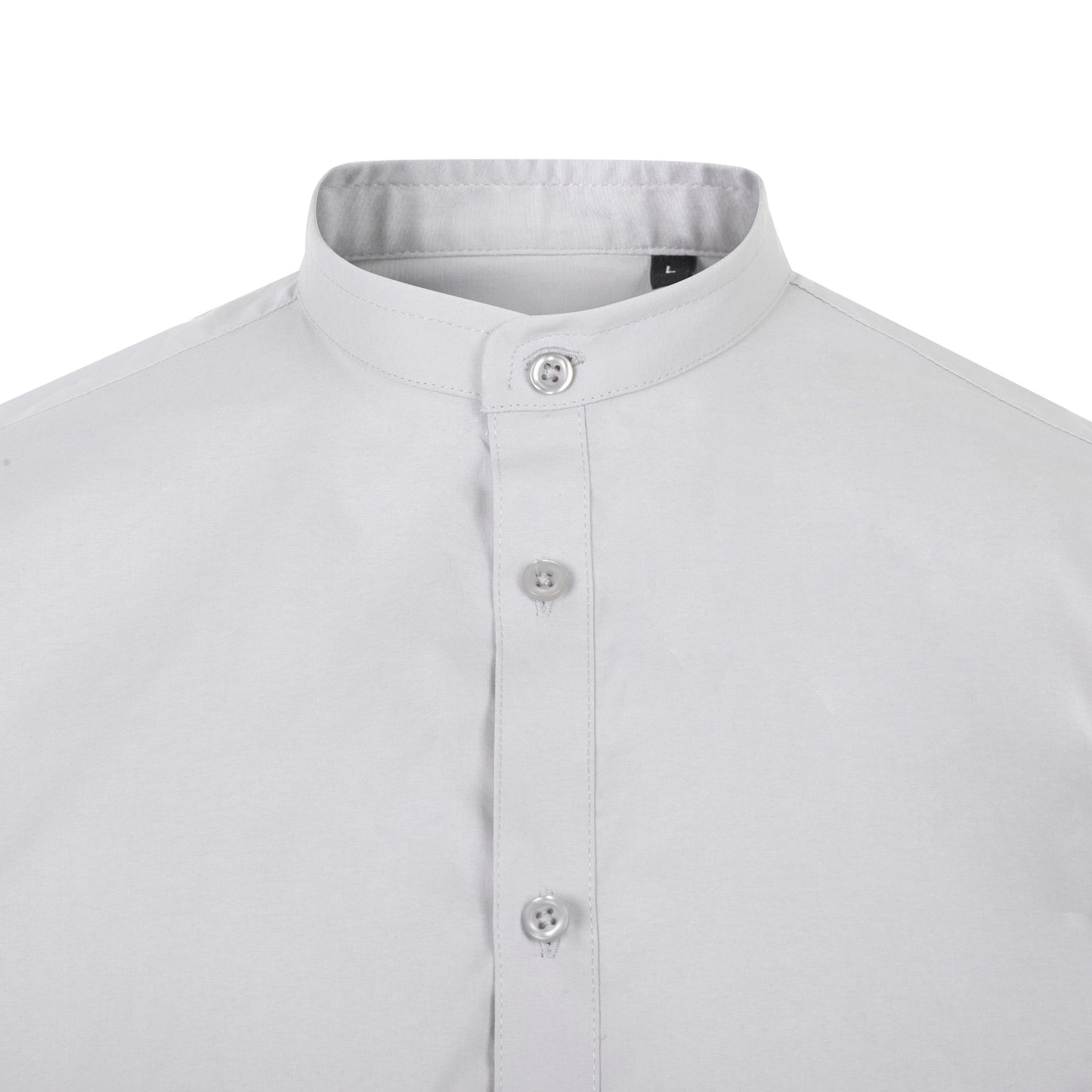 Camasa barbat maneca scurta poplin stretch guler tunica gri gheata V405012S