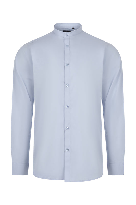 Camasa barbat maneca lunga poplin stretch guler tunica albastru celest V405013S