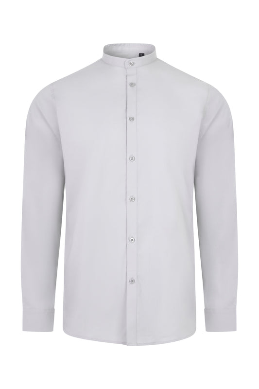 Camasa barbat maneca lunga poplin stretch guler tunica gri gheata V405013S