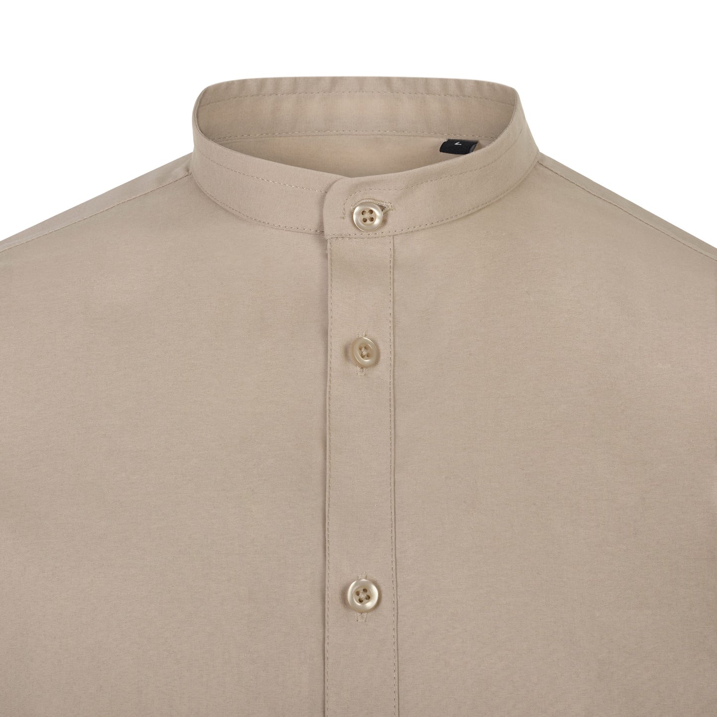 Camasa barbat maneca lunga poplin stretch guler tunica bej deschis V405013S