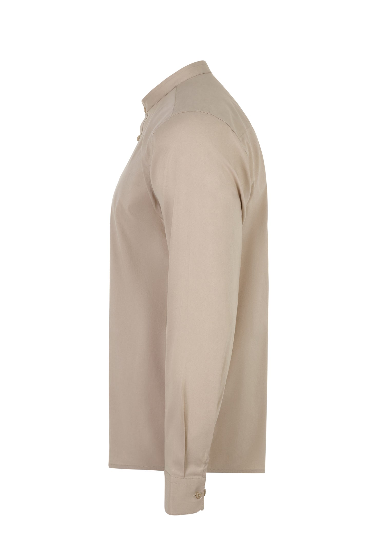 Camasa barbat maneca lunga poplin stretch guler tunica bej deschis V405013S