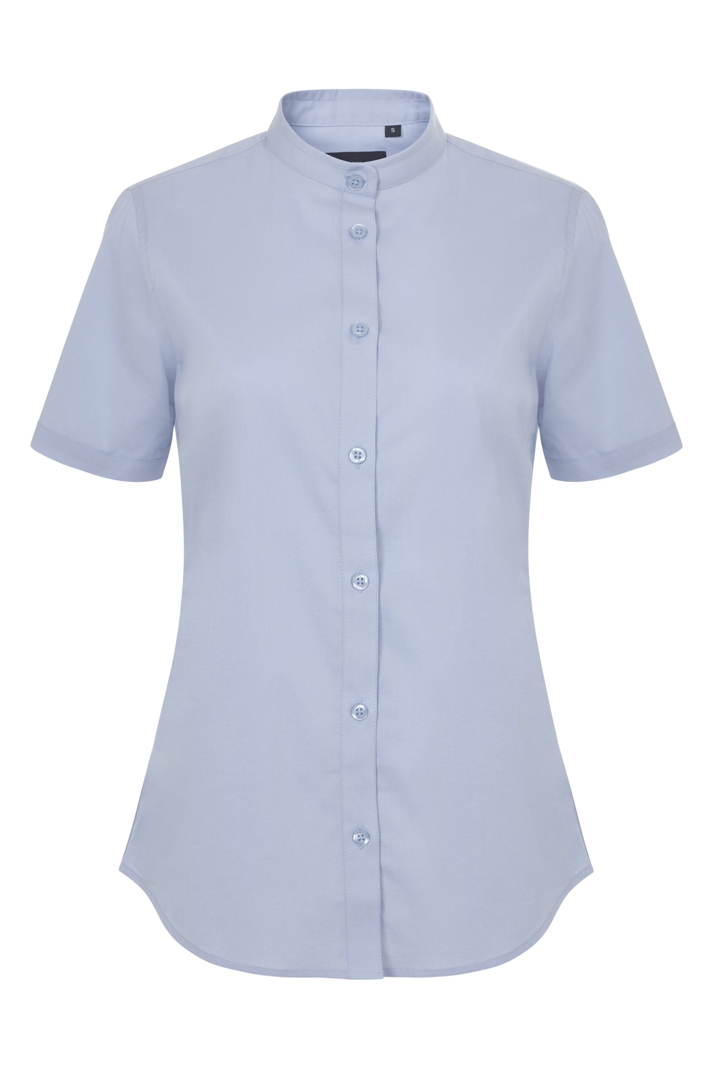 Camasa dama maneca scurta poplin stretch guler tunica albastru celest V405014S