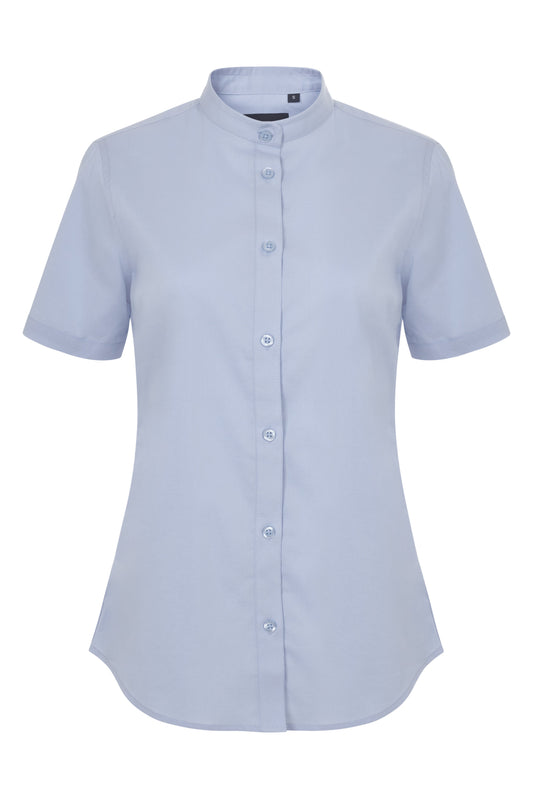 Camasa dama maneca scurta poplin stretch guler tunica albastru celest V405014S