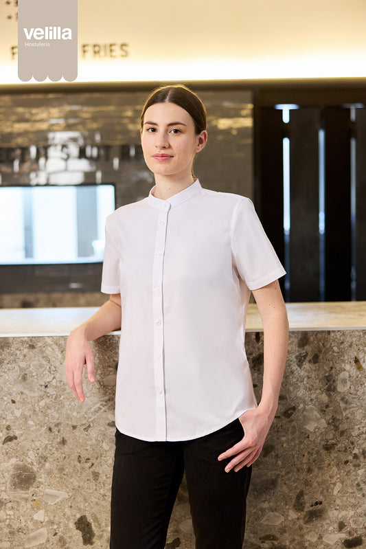 Camasa poplin stretch 115g maneca scurta dama alb V405014S