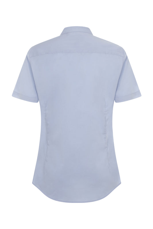 Camasa dama maneca scurta poplin stretch guler tunica albastru celest V405014S