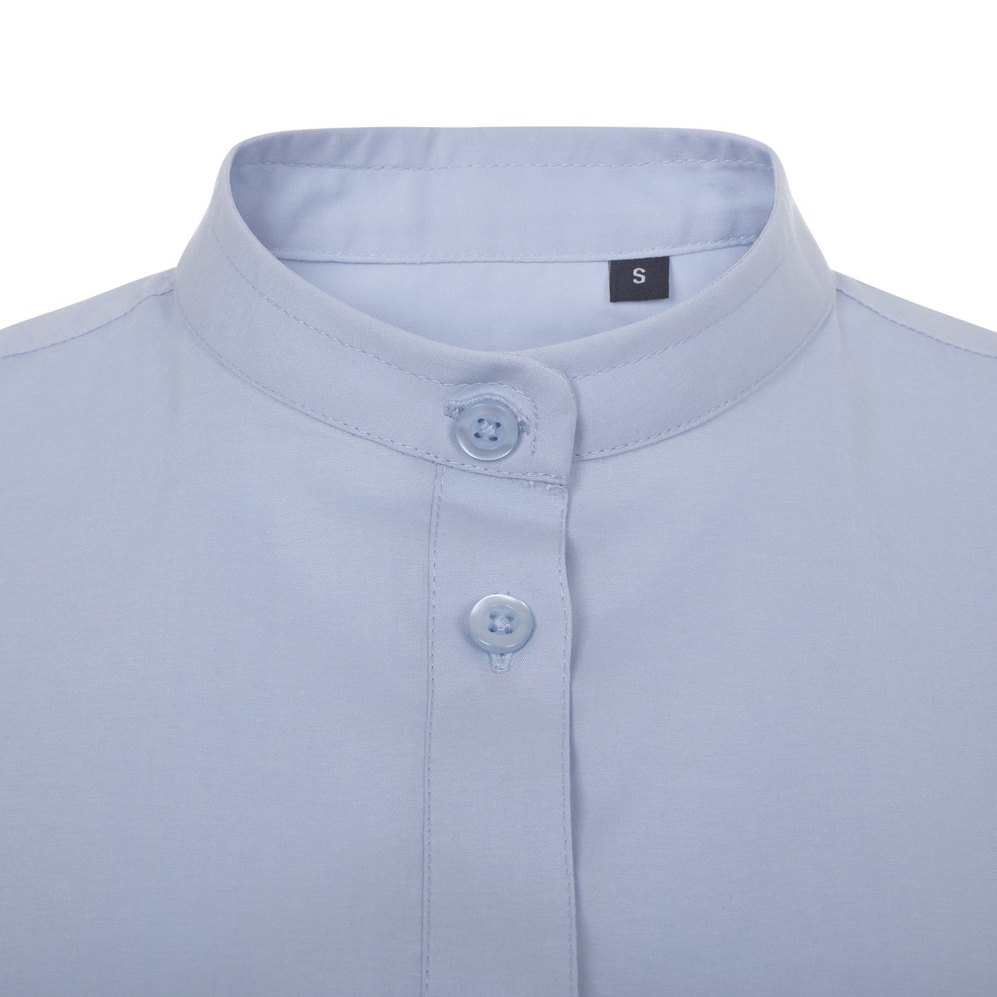 Camasa dama maneca scurta poplin stretch guler tunica albastru celest V405014S