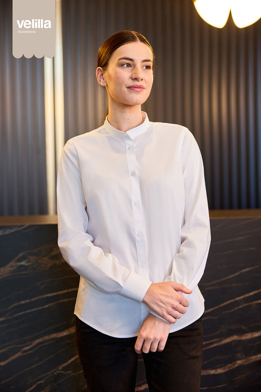 Camasa poplin stretch 115g maneca lunga dama alb V405015S