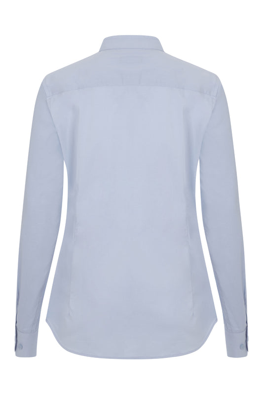 Camasa dama maneca lunga poplin stretch guler tunica albastru celest V405015S