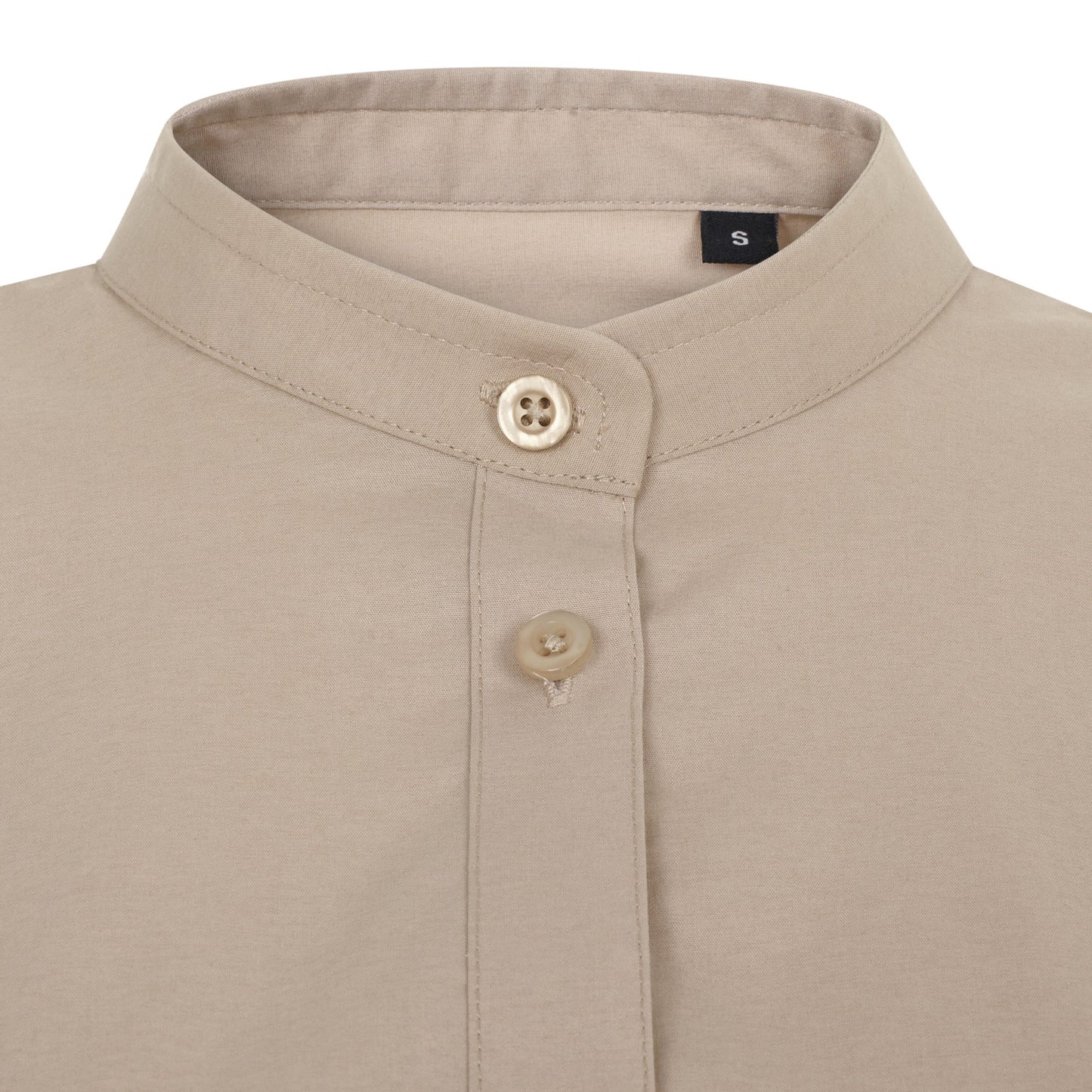 Camasa dama maneca lunga poplin stretch guler tunica bej deschis V405015S
