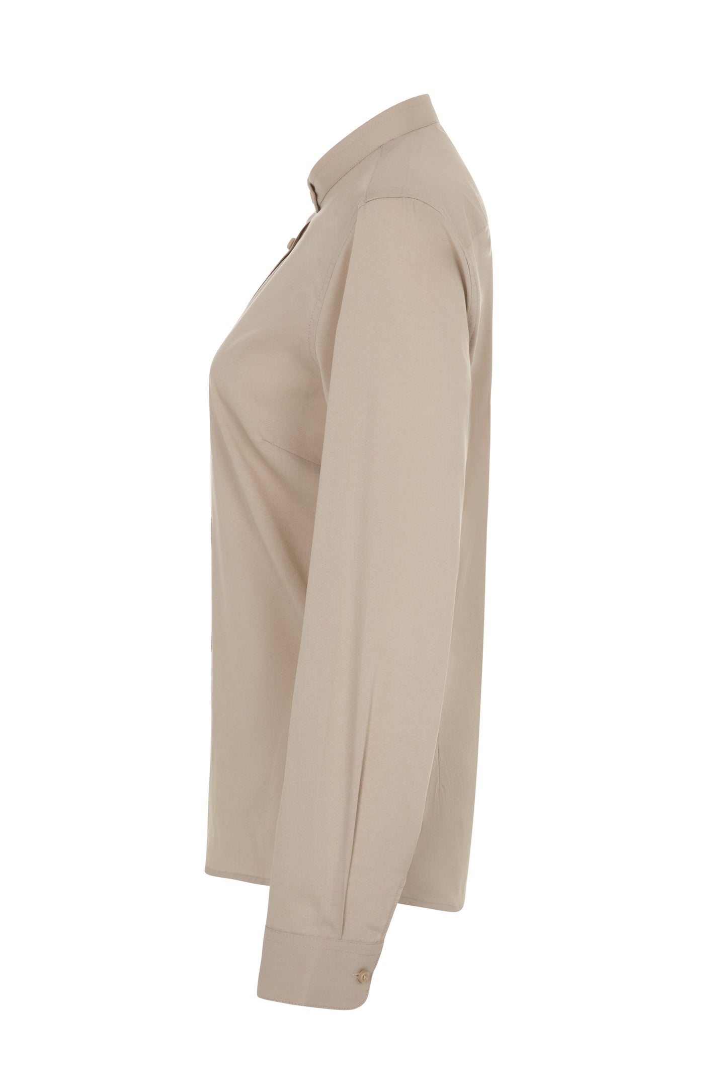 Camasa dama maneca lunga poplin stretch guler tunica bej deschis V405015S