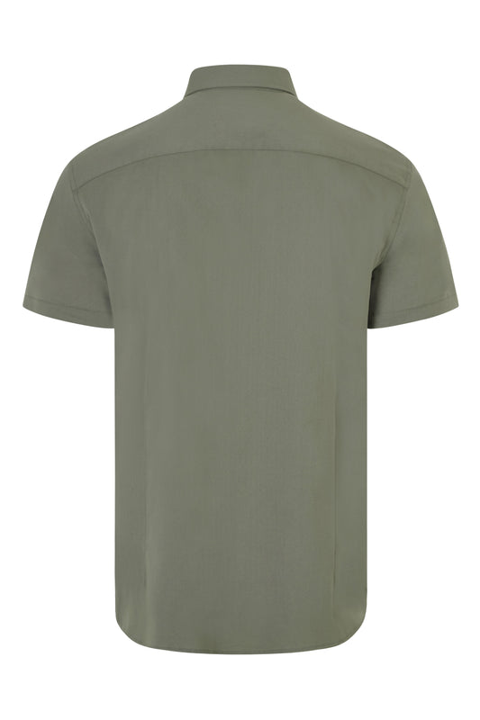 Camasa stretch de barbat cu maneca scurta verde masliniu deschis V405016S