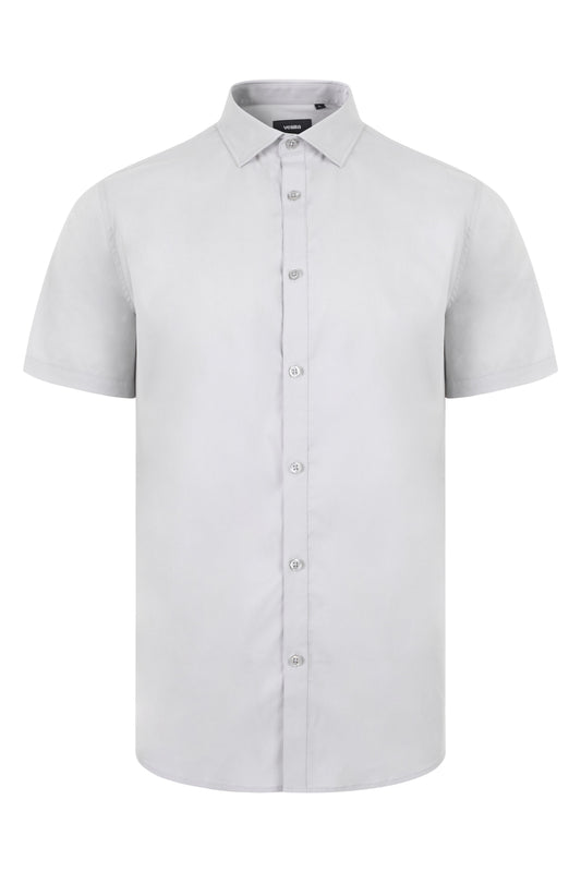 Camasa stretch de barbat cu maneca scurta gri gheata V405016S