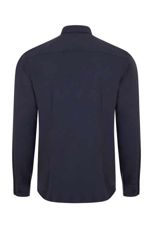 Camasa stretch de barbat cu maneca lunga albastru marin V405017S