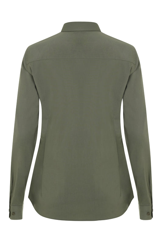 Camasa stretch de dama cu maneca lunga verde masliniu deschis V405019S