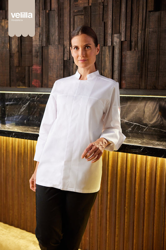 Tunica bucatar stretch 210g maneca lunga alb V405208S