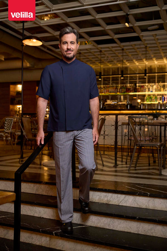 Pantaloni bucatar tesatura 120g negru pepit V351