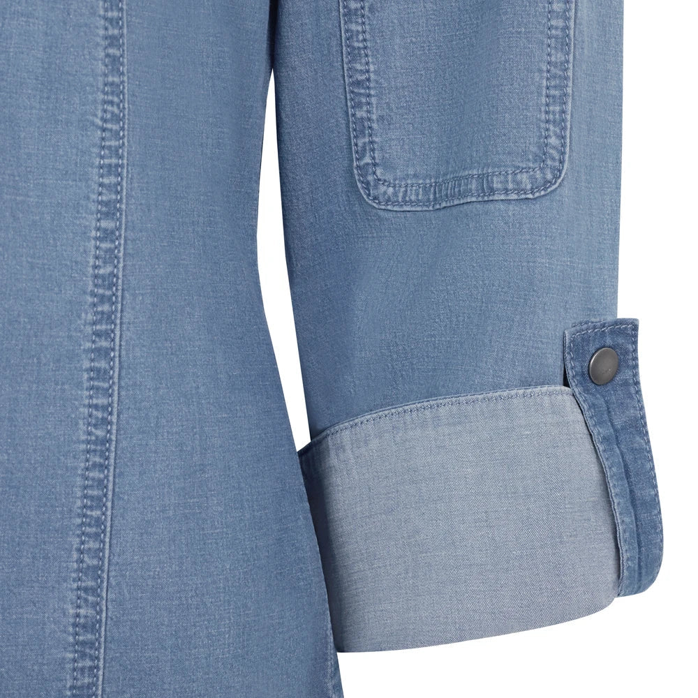 Tunica bucatar dama maneca lunga bumbac/elastan 180g albastru deschis denim V405212SW