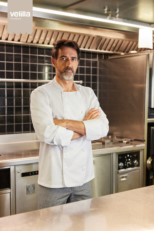 Tunica bucatar tesatura 175g maneca lunga alb V434