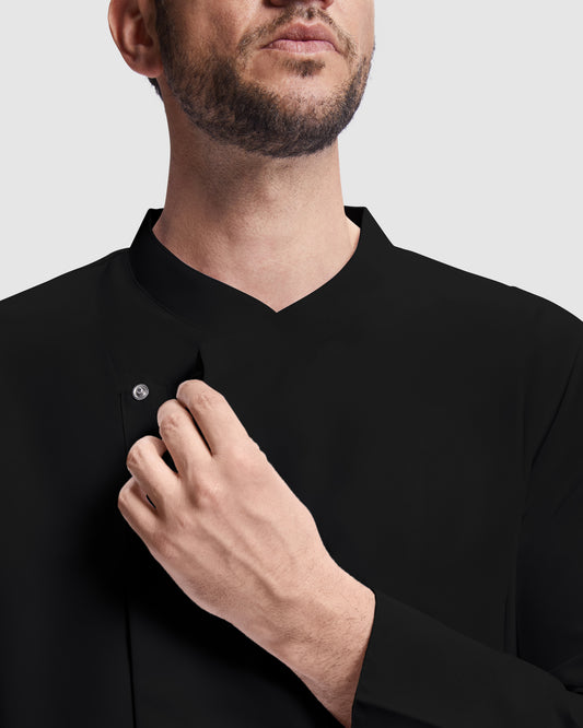 Tunica bucatar neagra barbat maneca lunga poliester 150g Dabiz