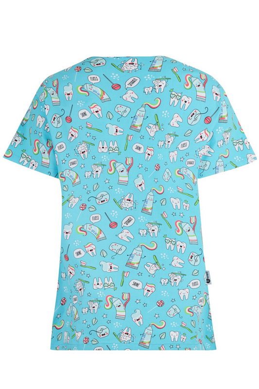 Bluza medicala unisex turcoaz denta bumbac-elastan 140g Bambina