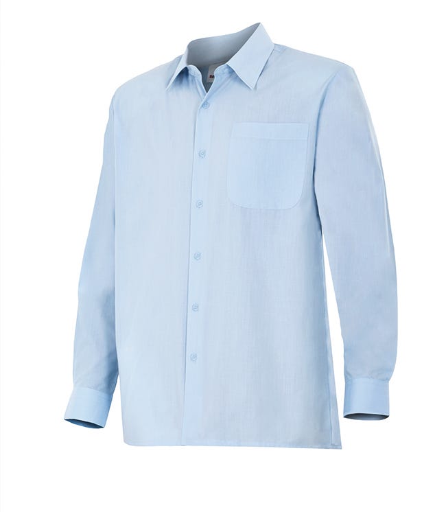 Camasa poplin 105g maneca lunga albastru celest V529