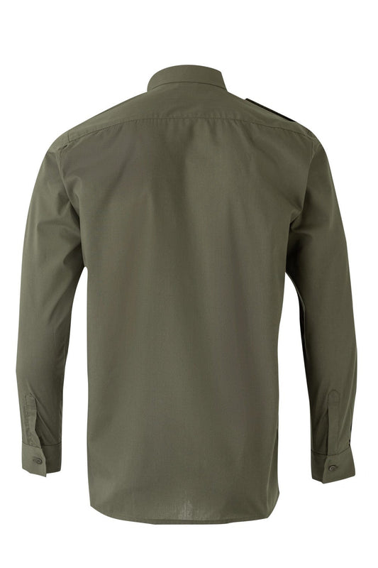 Camasa cu epoleti poplin 105g maneca lunga verde kaki V530