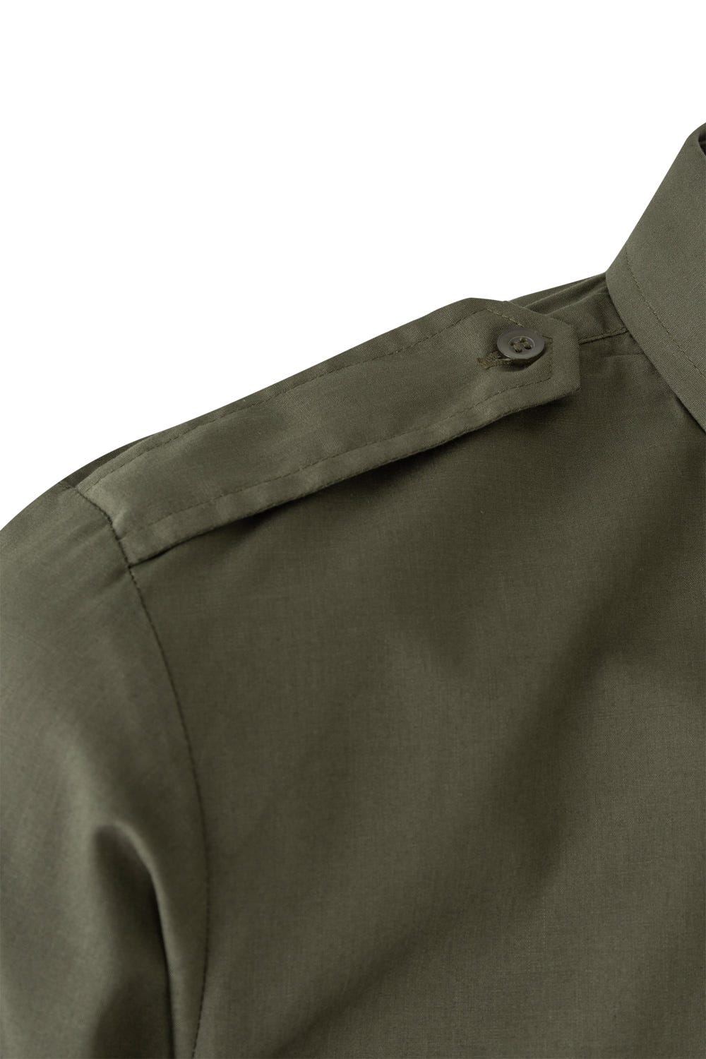 Camasa cu epoleti poplin 105g maneca lunga verde kaki V530