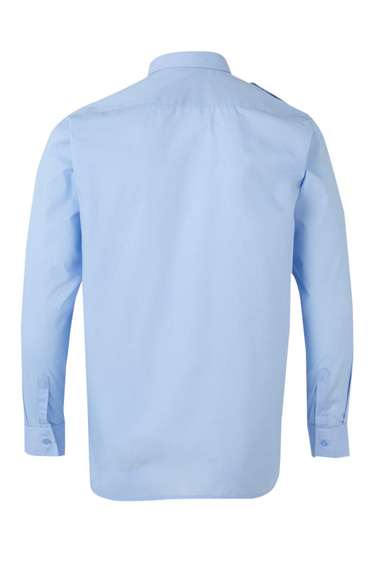 Camasa cu epoleti poplin 105g maneca lunga albastru celest V530