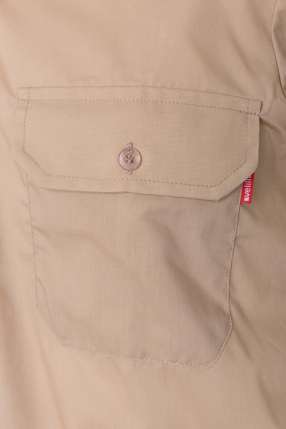 Camasa cu epoleti poplin 105g maneca lunga bej V530