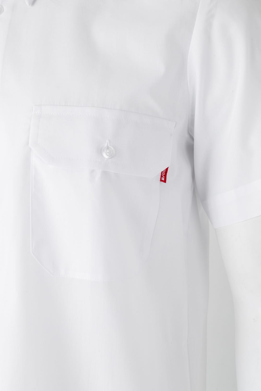 Camasa cu epoleti poplin 105g maneca scurta alb V532