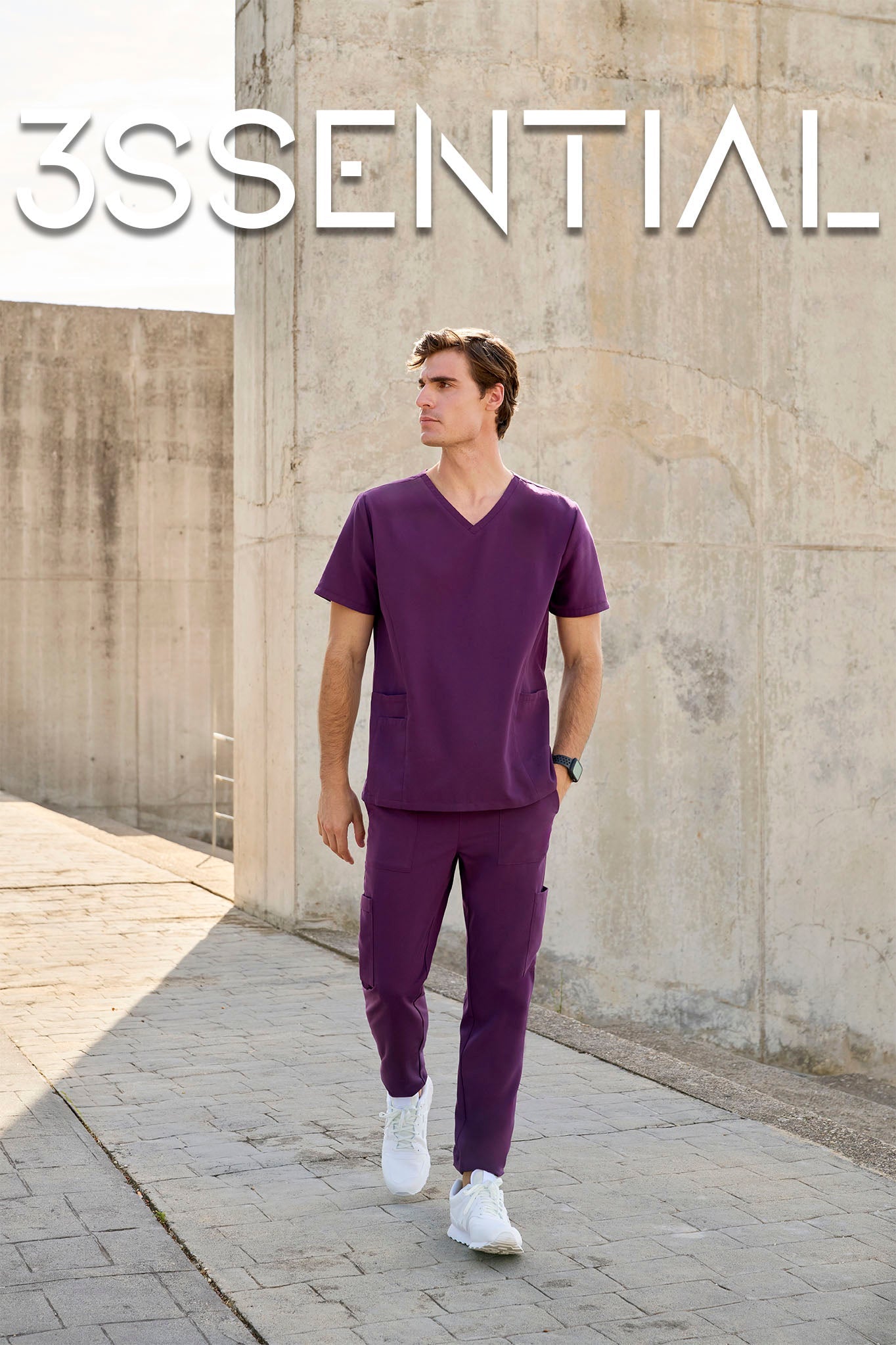 Pantaloni purestretch cu material antibacterian si hidrofob gri inchis V533020S