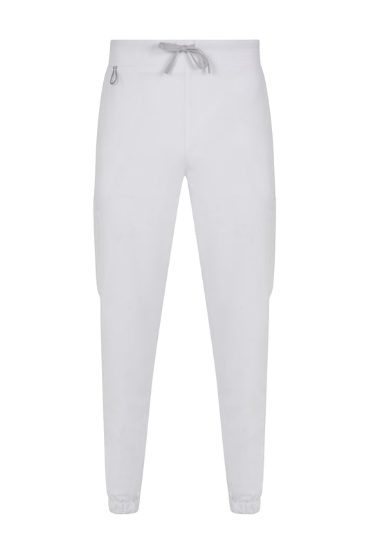 Pantaloni jogger purestretch cu material antibacterian si hidrofob alb V533021S