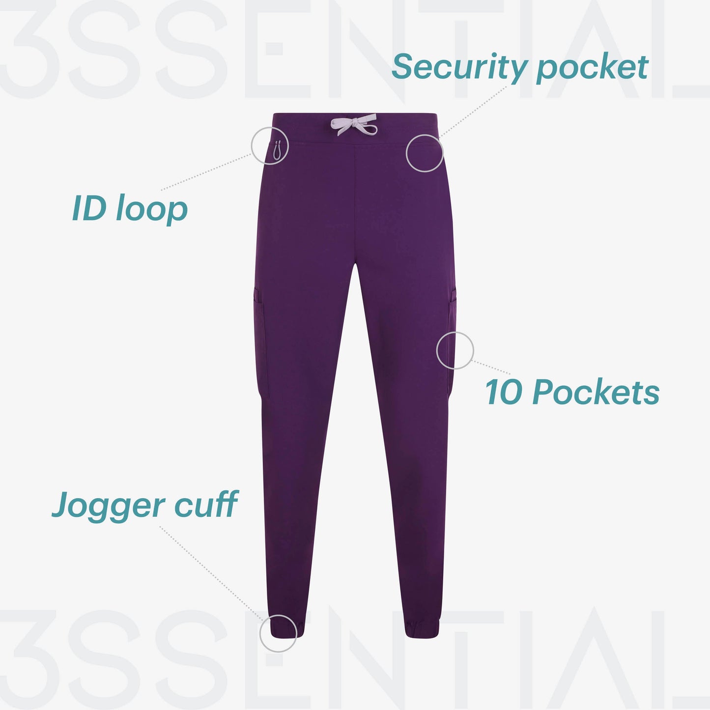 Pantaloni jogger purestretch cu material antibacterian si hidrofob alb V533021S