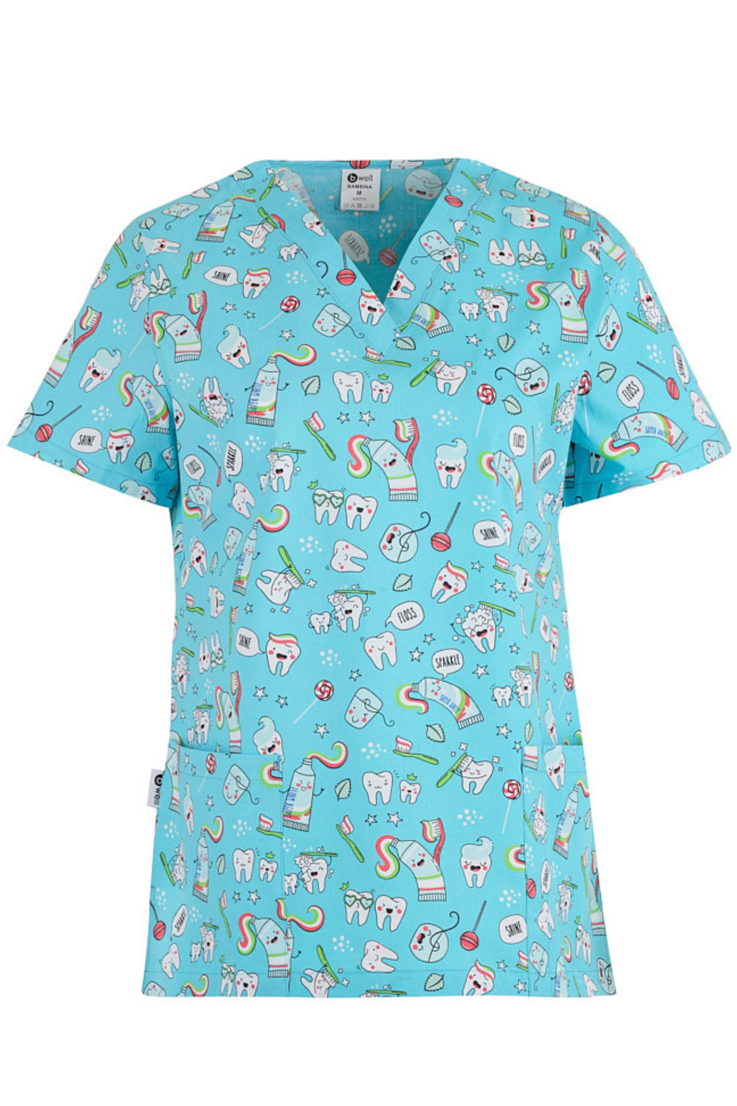 Bluza medicala unisex turcoaz denta bumbac-elastan 140g Bambina