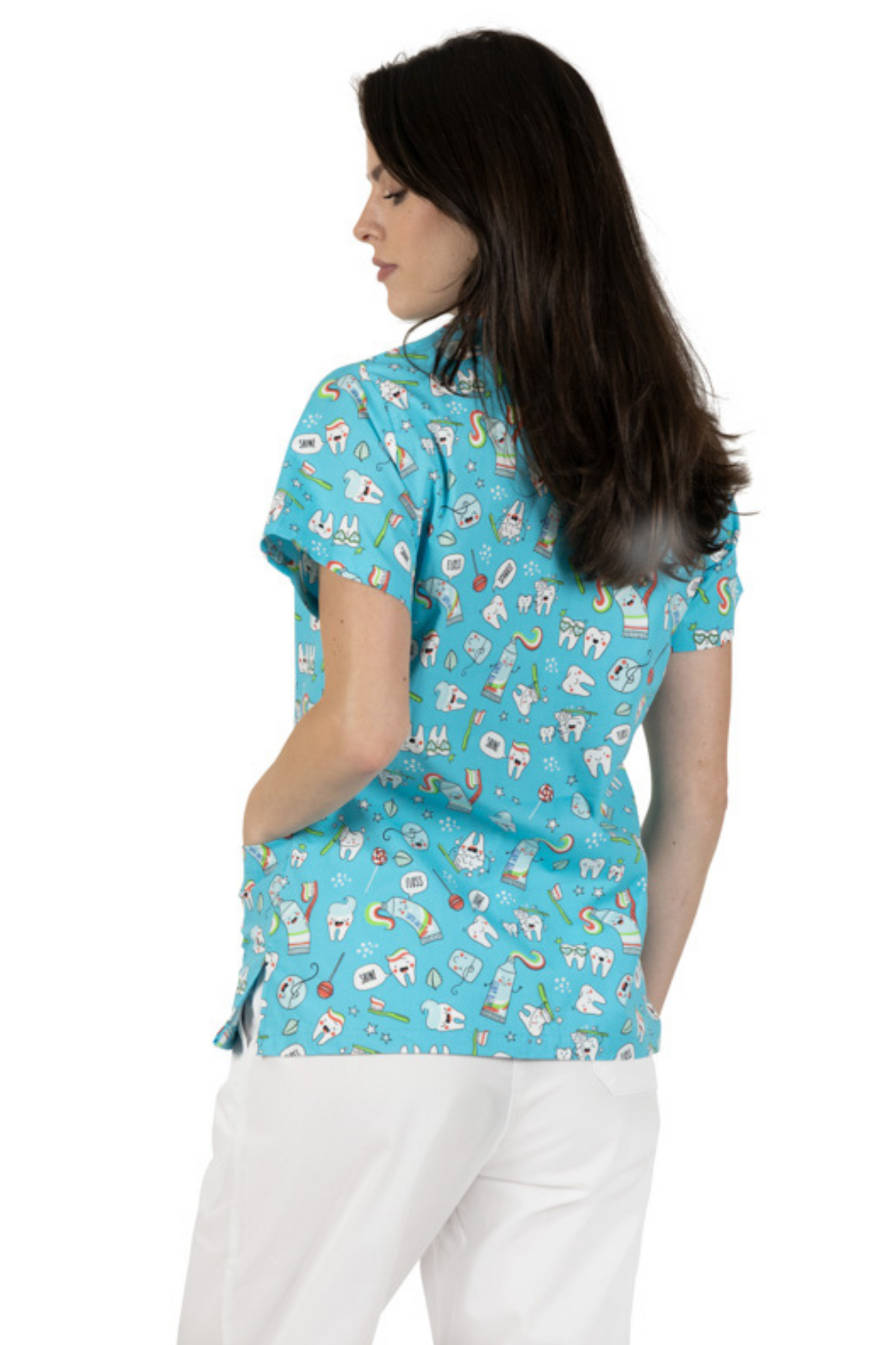 Bluza medicala unisex turcoaz denta bumbac-elastan 140g Bambina