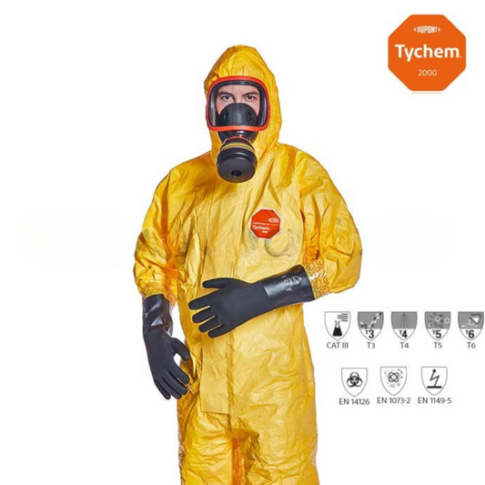 Combinezon protectie chimica Tychem C Du-pont galben (B906)